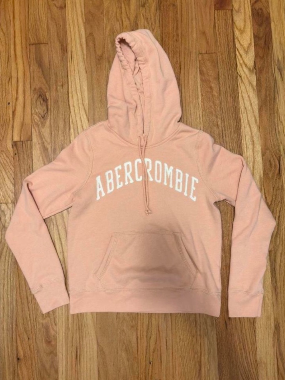 Abercrombie & Fitch Women’s Blush Pink Logo Pullover Hoodie Sweatshirt